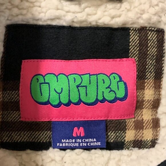 Empyre Men's Plaid Sherpa Lined Cotton Button Up Long Sleeve Shacket Size M - Picture 6 of 12